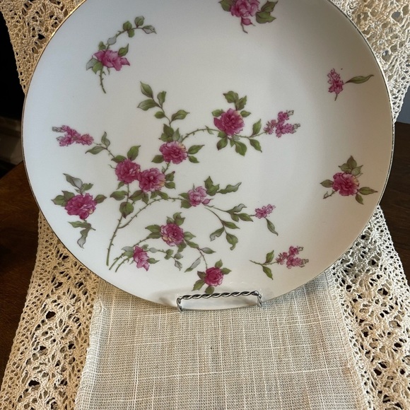 Vintage Meito June 10 1/2" Dinner Plate Pink Roses Gold Trim Japan - Picture 3 of 6
